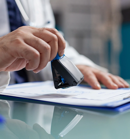 Doctor using phone